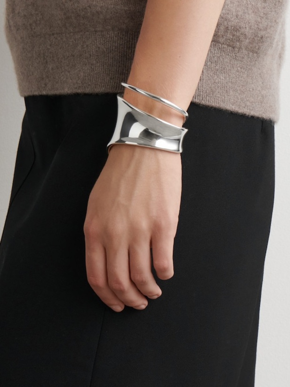 EUC | Ret. $119, COS Silver Double-Wrap Sculptural Cuff Bracelet XS/S